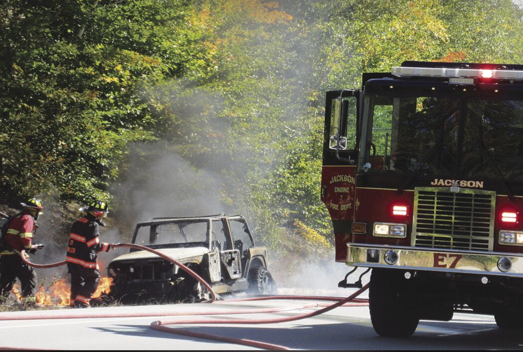 Jeep catches fire on Route 16 in Pinkham Notch